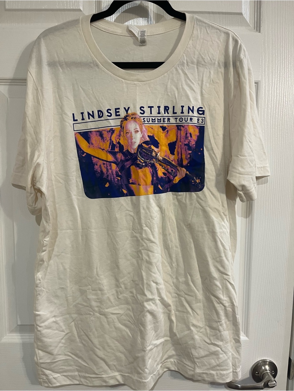 Lindsey Stirling Summer Tour '23 Graphic Tee - Cream with Purple & Orange Print